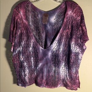 Purple and Pink Lace Knit Blouse